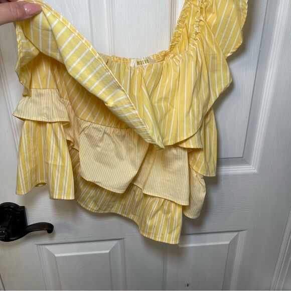 NWT Anthropologie Maeve Ruffled One-Shoulder Yellow Ruffled Top - Picture 4 of 12